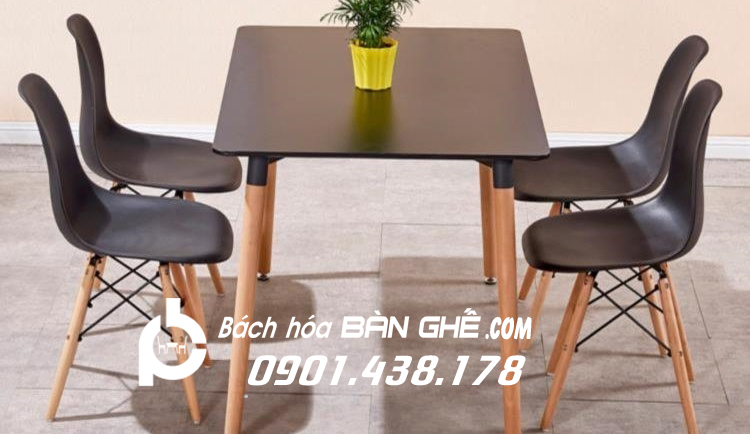 Bộ bàn ăn chữ nhật 4 ghế nhựa GLM09