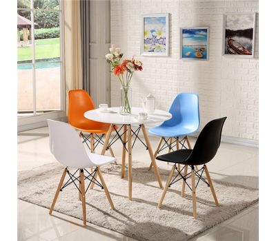 Bộ bàn ghế cafe bàn tròn 4 chân màu trắng ghế nhựa GLM09